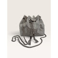 Rhinestone Crystal Bucket Pouch Mini Crossbody Evening Handbag Silver