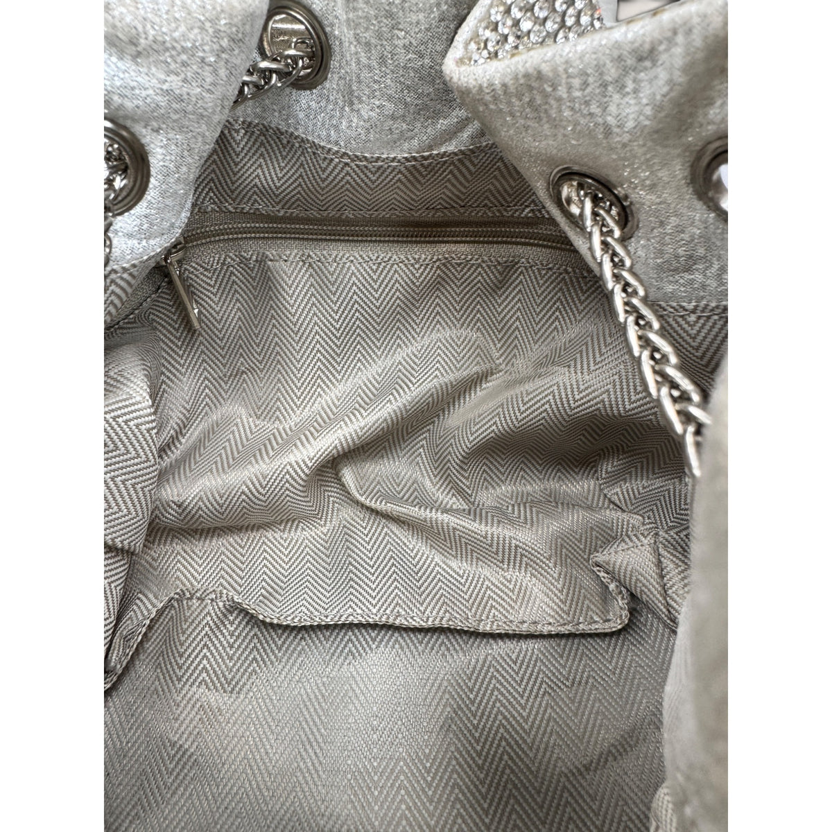 Rhinestone Crystal Bucket Pouch Mini Crossbody Evening Handbag Silver