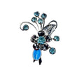Unsigned Floral Brooch Blue Crystals Enamel Religious Medal 1950s Vintage