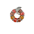 Lisner Thermoset Lucite Wreath Brooch Orange Red Silver Tone 1960s Vintage
