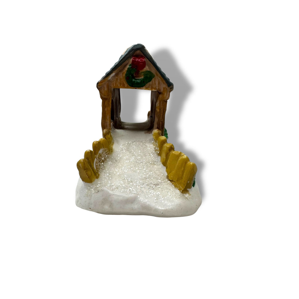 Vintage Ceramic Christmas Village Covered Bridge Winter Holiday
