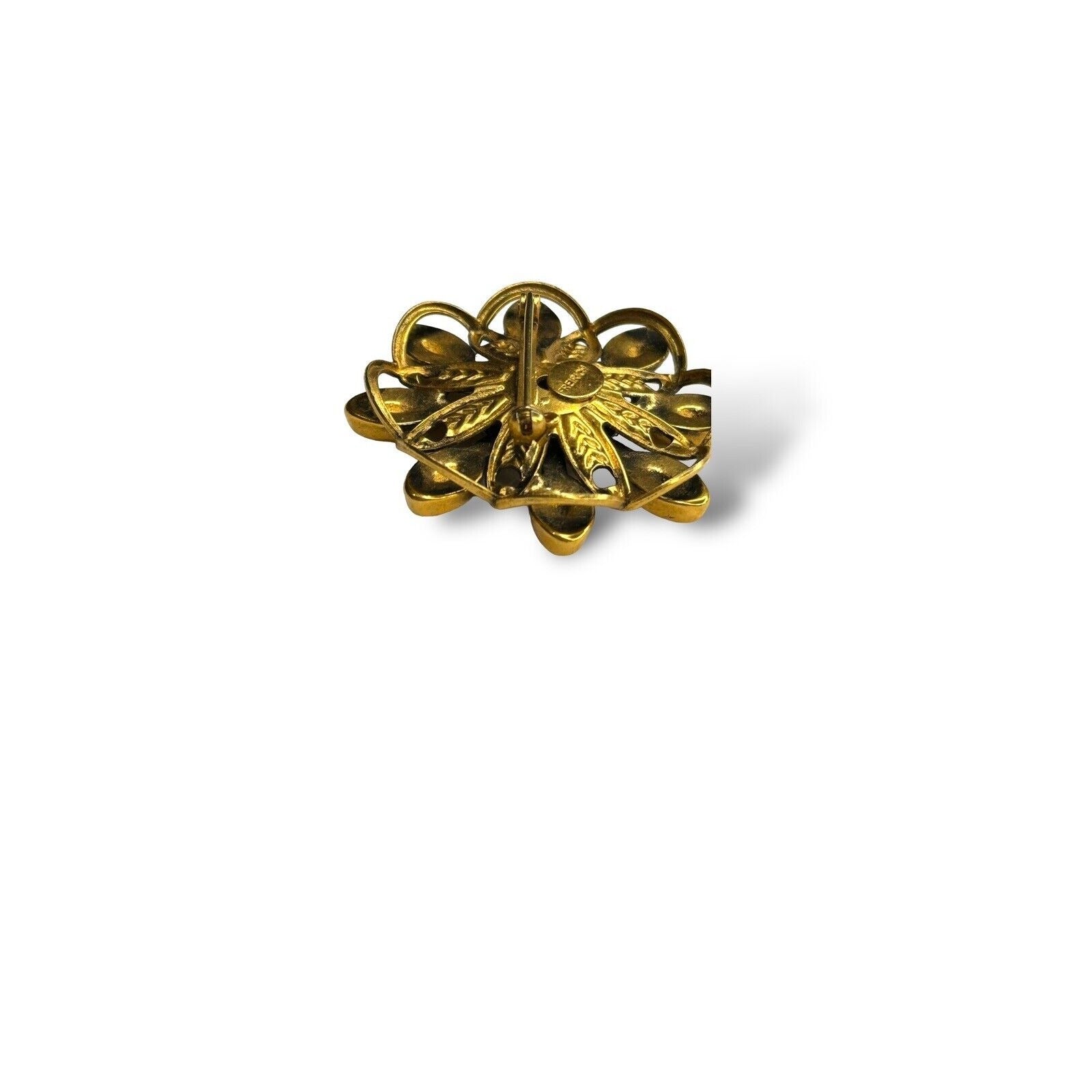 Freirich Gold Tone Flower Starburst Modernist Vintage Brooch
