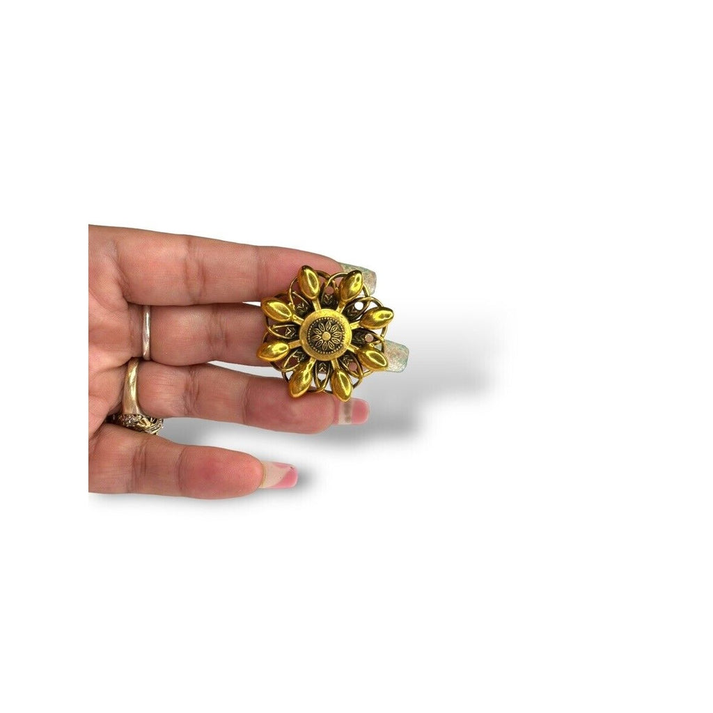 Freirich Gold Tone Flower Starburst Modernist Vintage Brooch