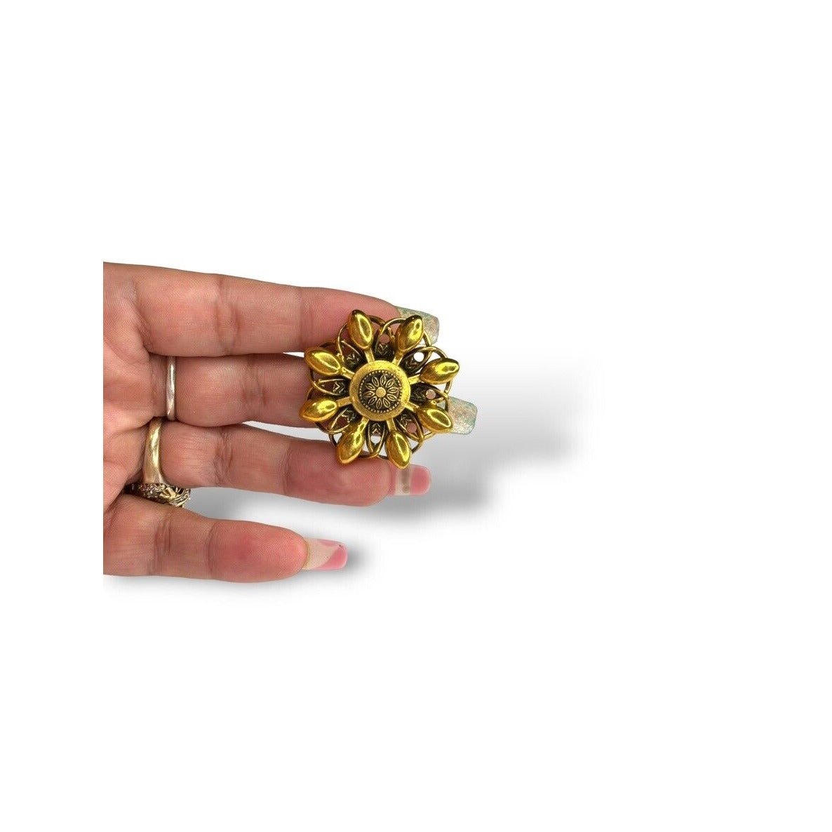Freirich Gold Tone Flower Starburst Modernist Vintage Brooch