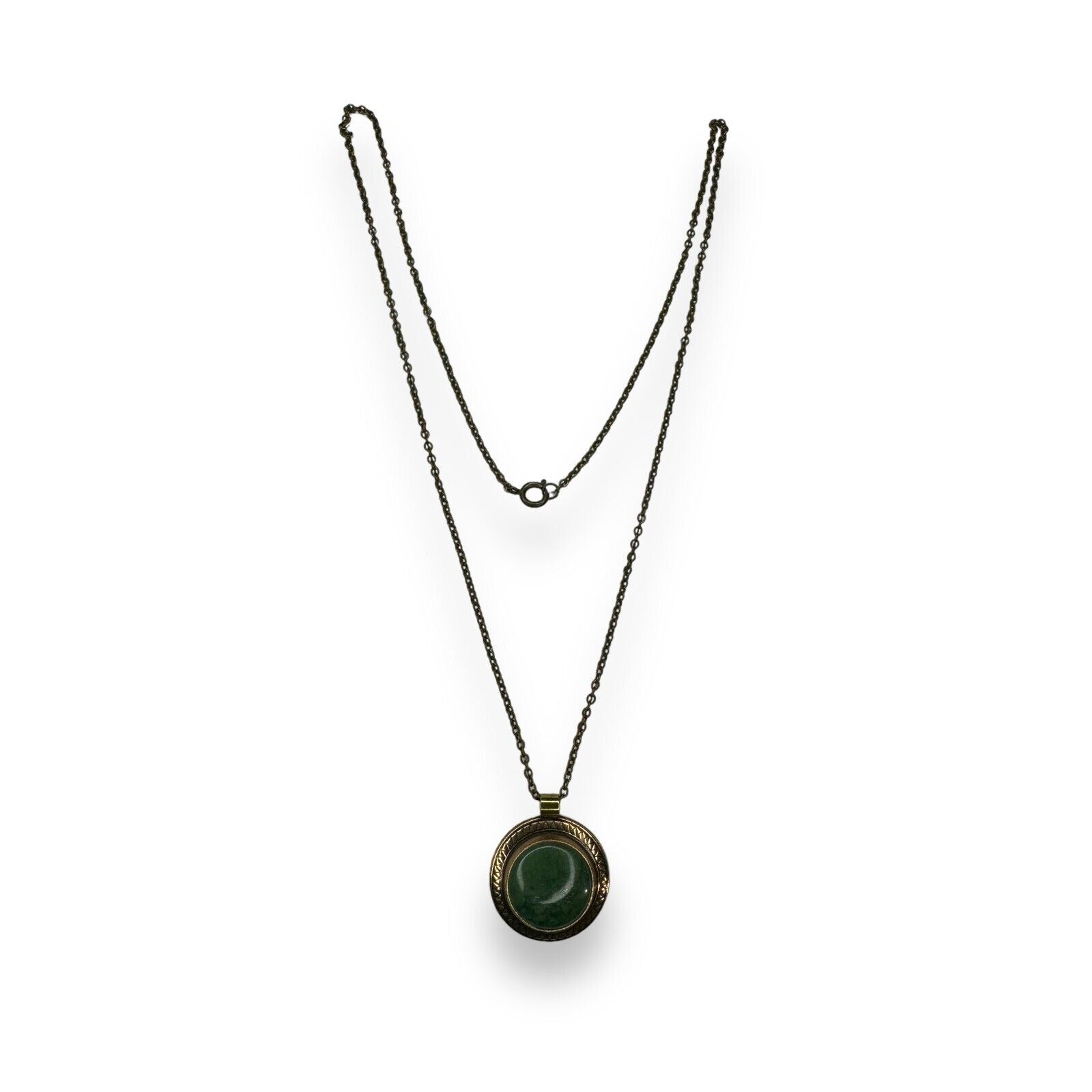 Kalevala Koru Green Granite Bronze 1960's Finland 24" Necklace Vintage