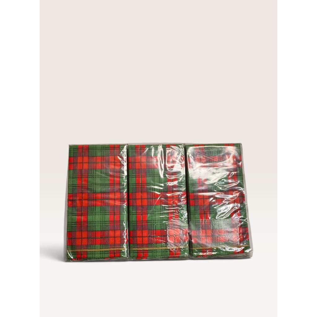 Nantucket Home Red Green Tartan Plaid Paper Tissues 6 Pack Set Vintage 90s