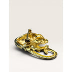 Park Lane 1980s Black Enamel Gold Tone Leopard Brooch Figural Vintage