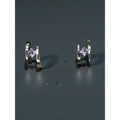 Sterling Silver Amethyst Geometric Stud Earrings Modernist Y2K Vintage 925
