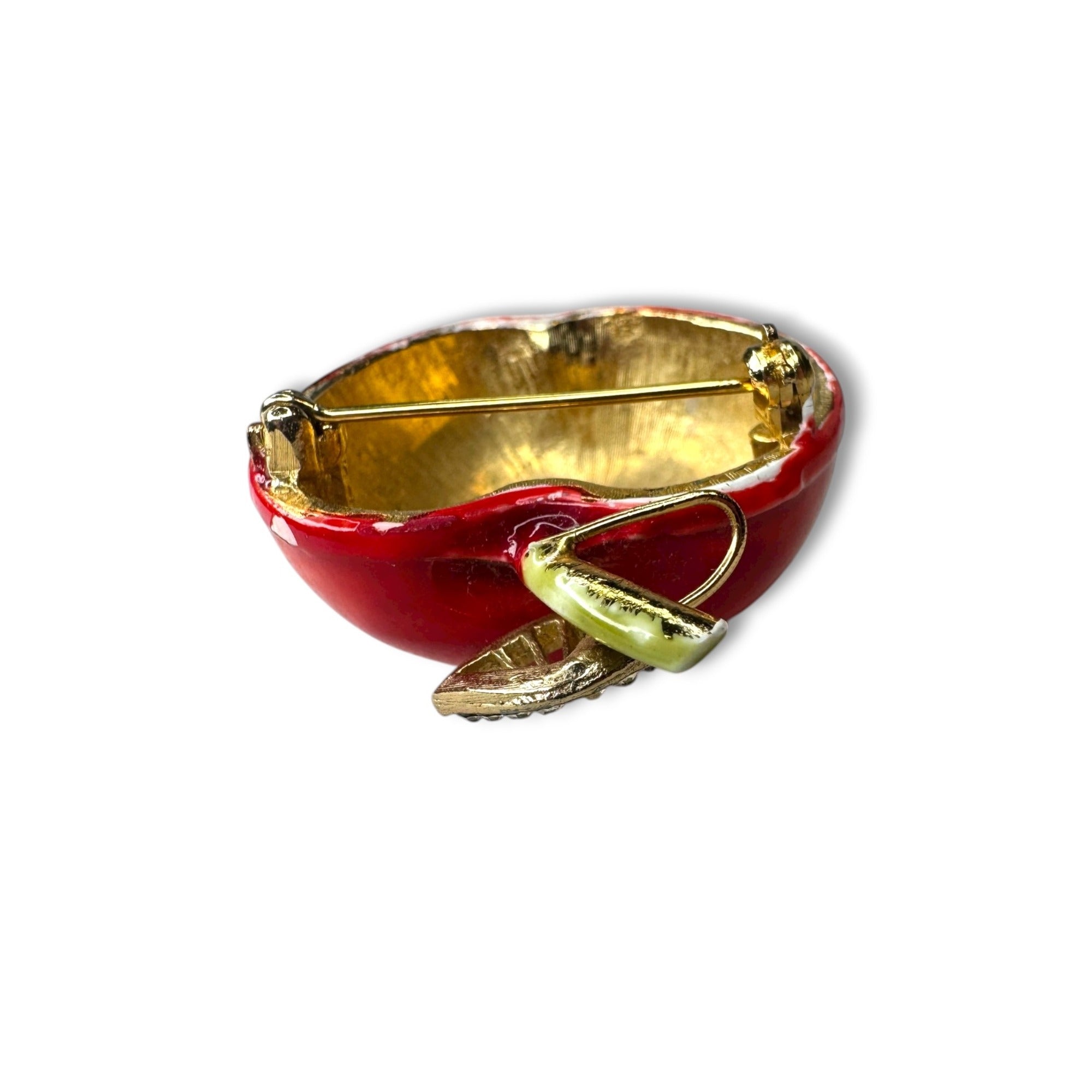 HAR Hargo Creations Red Enamel Apple Pin Mid Century 1.74" x 1.48"