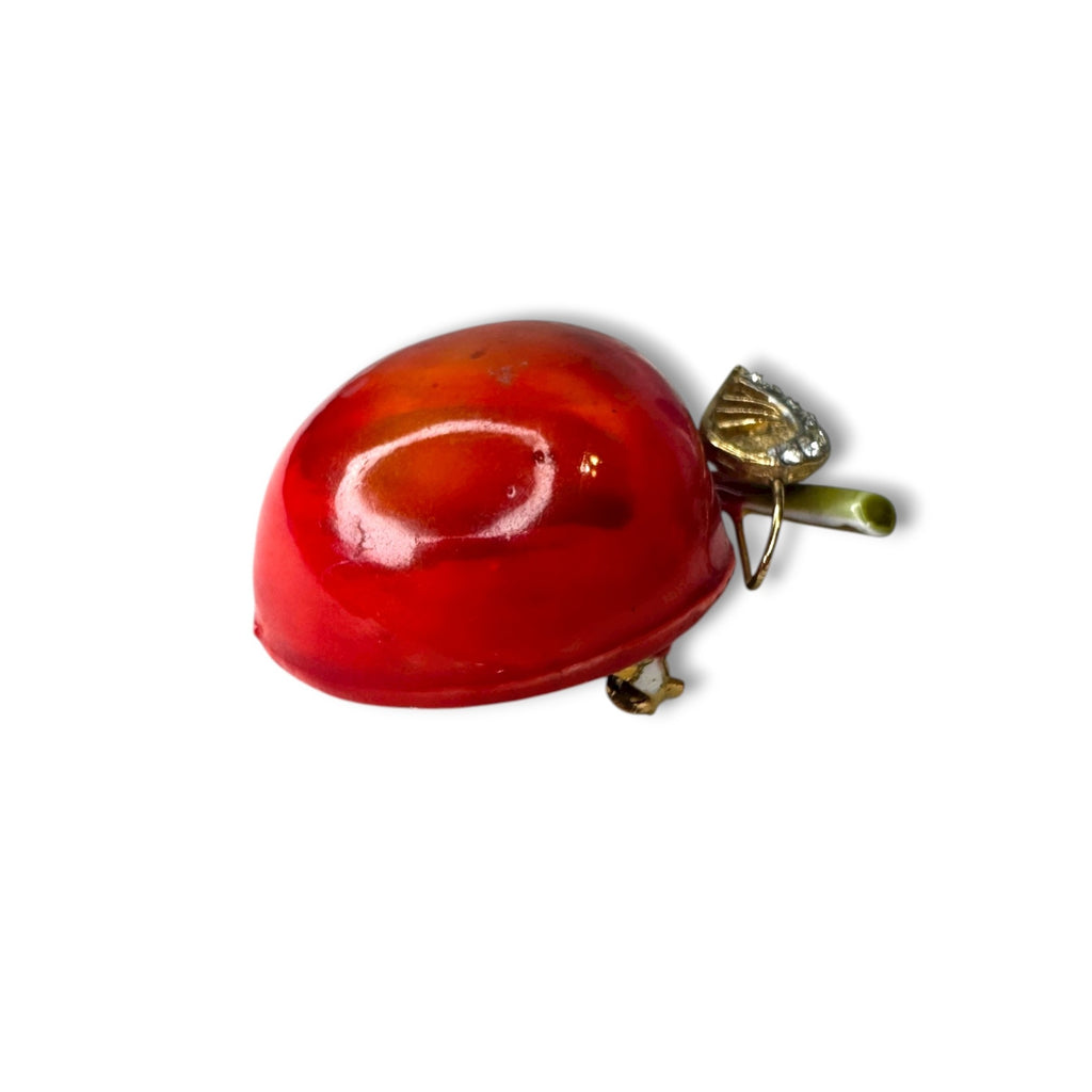 HAR Hargo Creations Red Enamel Apple Pin Mid Century 1.74" x 1.48"