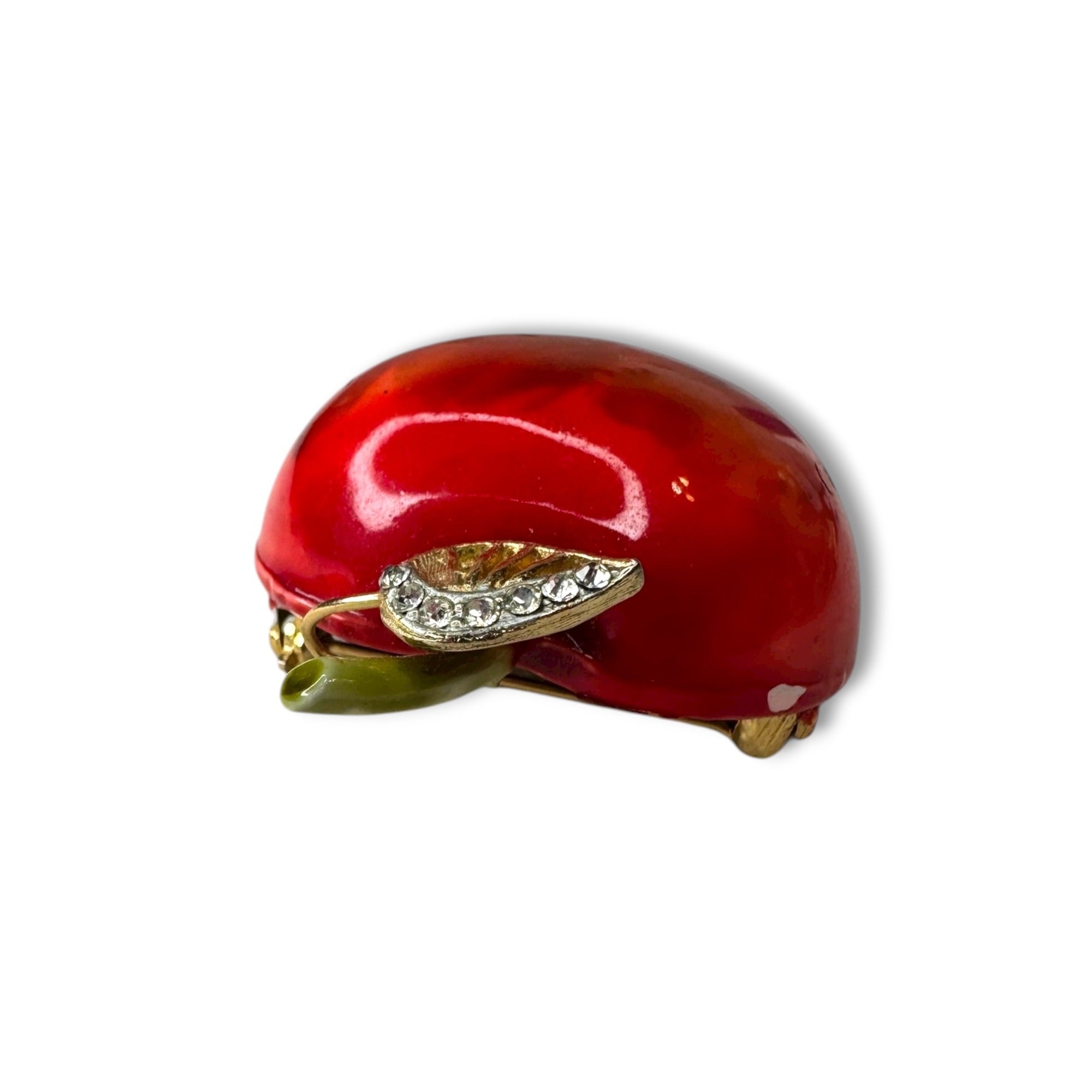 HAR Hargo Creations Red Enamel Apple Pin Mid Century 1.74" x 1.48"