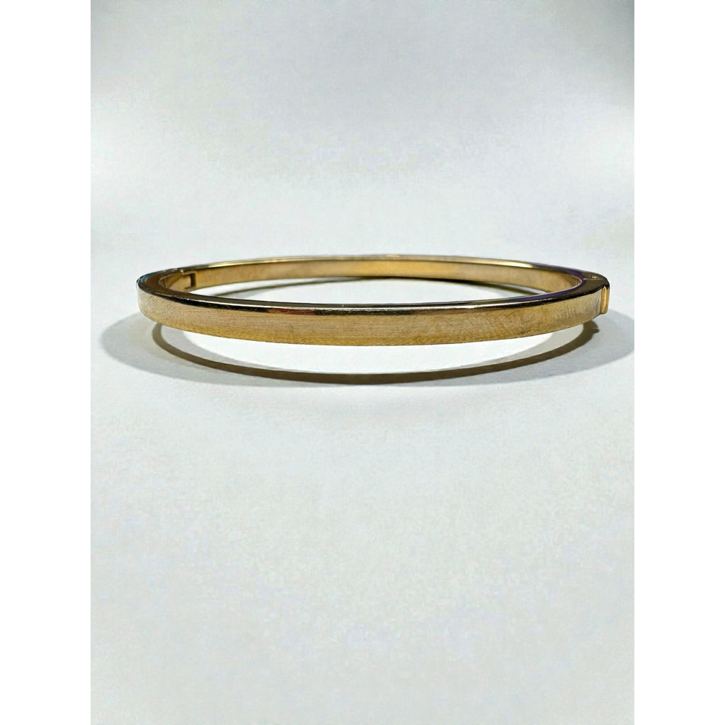 Michael Kors Heart Charm Crystal Accent Gold Tone Steel Bangle Bracelet