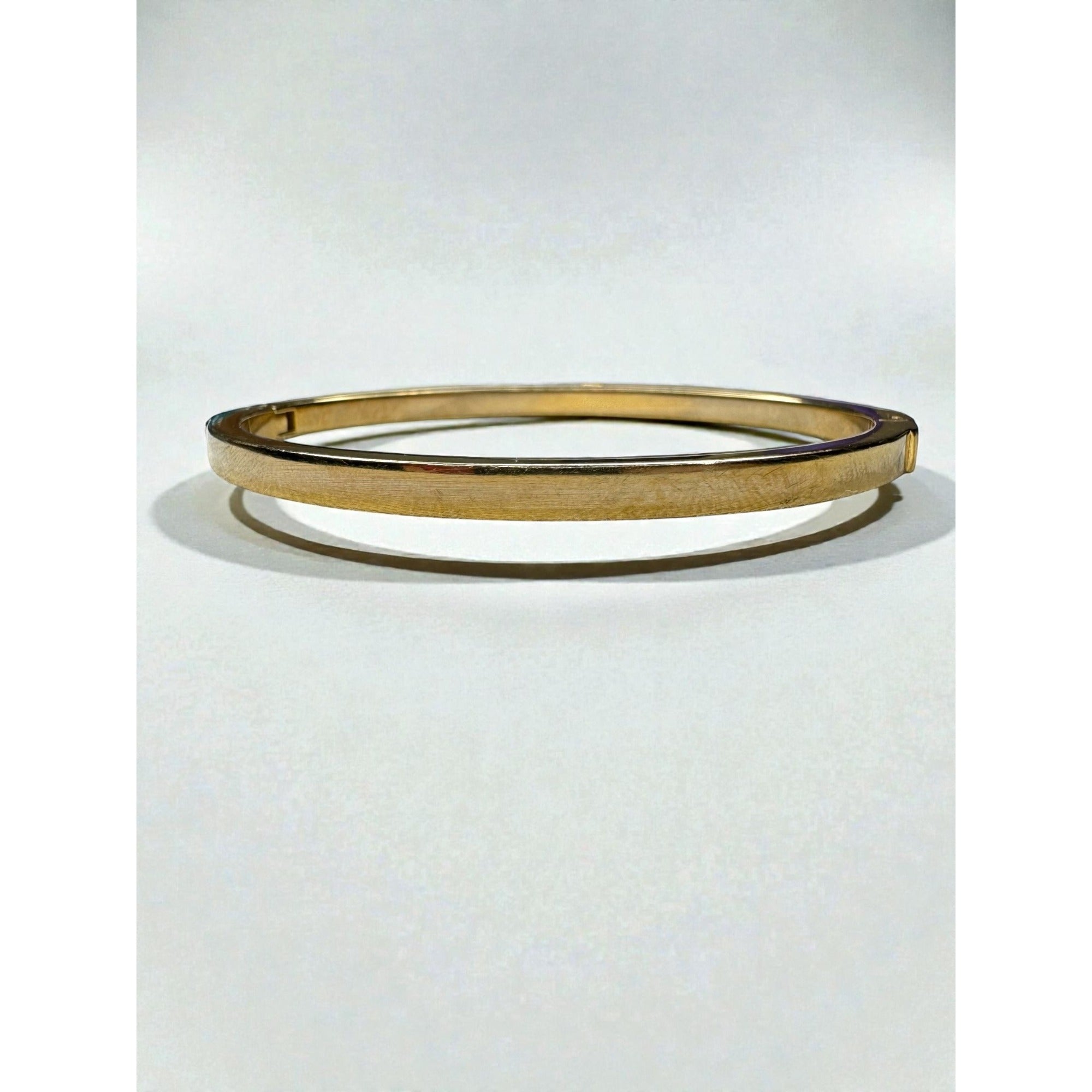 Michael Kors Heart Charm Crystal Accent Gold Tone Steel Bangle Bracelet