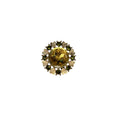 Avon Green Rhinestone Brooch Pendant Gold Tone Glass Cabochon Leaf 1970s Vintage