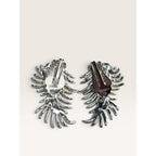 1966 Sarah Coventry Granada Grey Faux Pearl Leaf Clip On Earrings 1.54" Vintage
