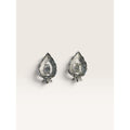 Sarah Coventry Crystal Rhinestone Leaf Clip On Earrings Silver Tone 1.15"