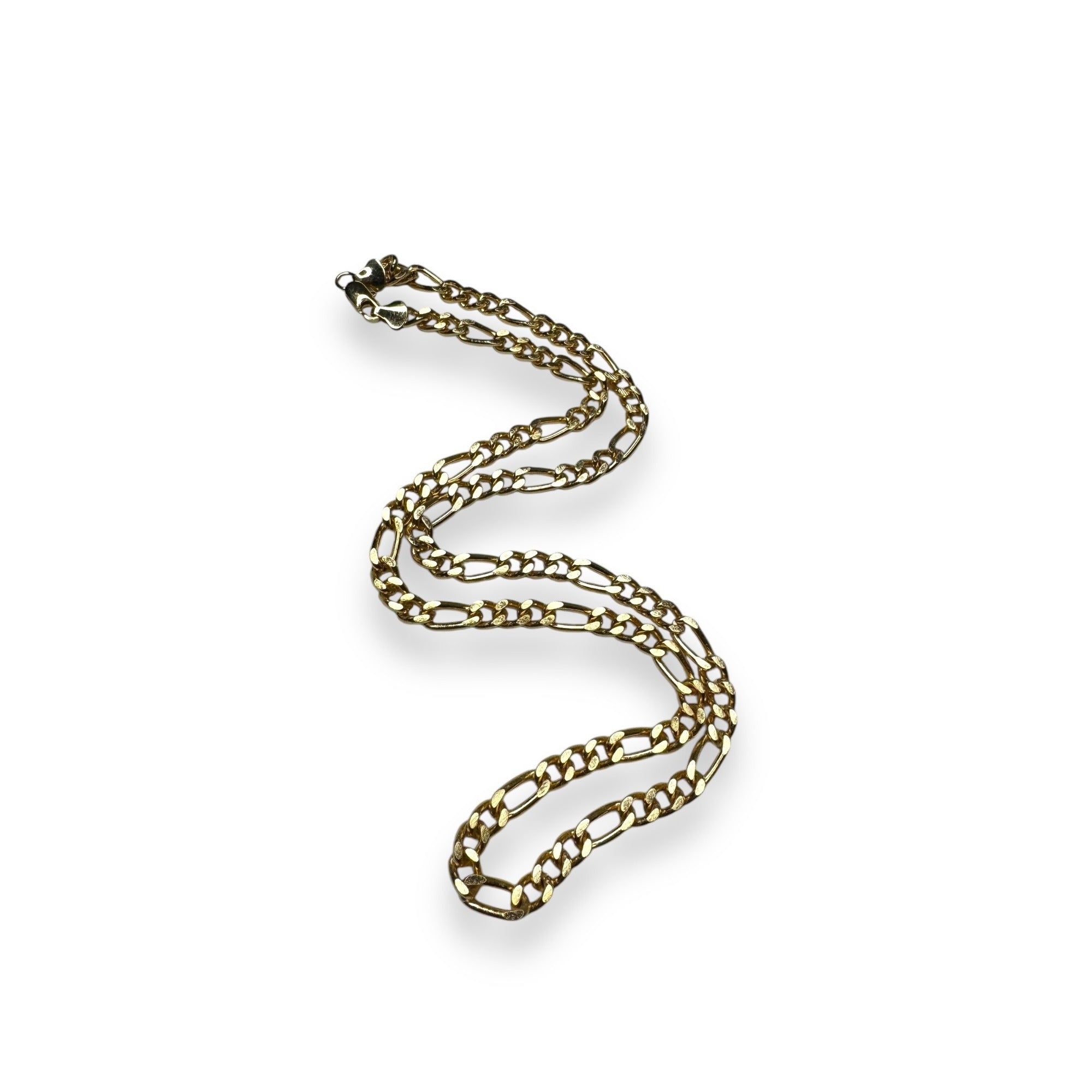 14K Gold Plated Figaro Chain Necklace 24.5" Long Lobster Claw