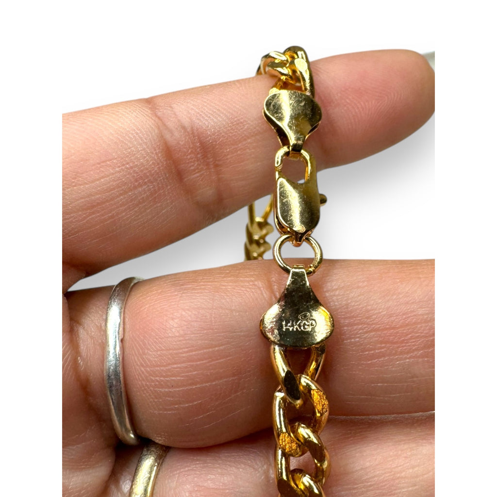 14K Gold Plated Figaro Chain Necklace 24.5" Long Lobster Claw