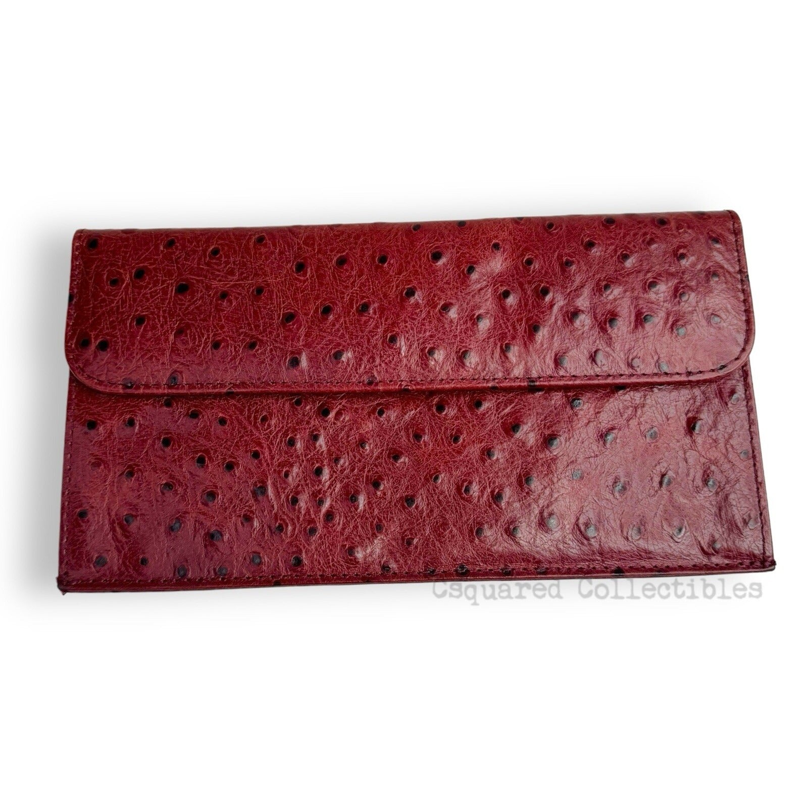 Echt 2 Prym Brick Red Ostrich Leather Clutch Bag Vintage