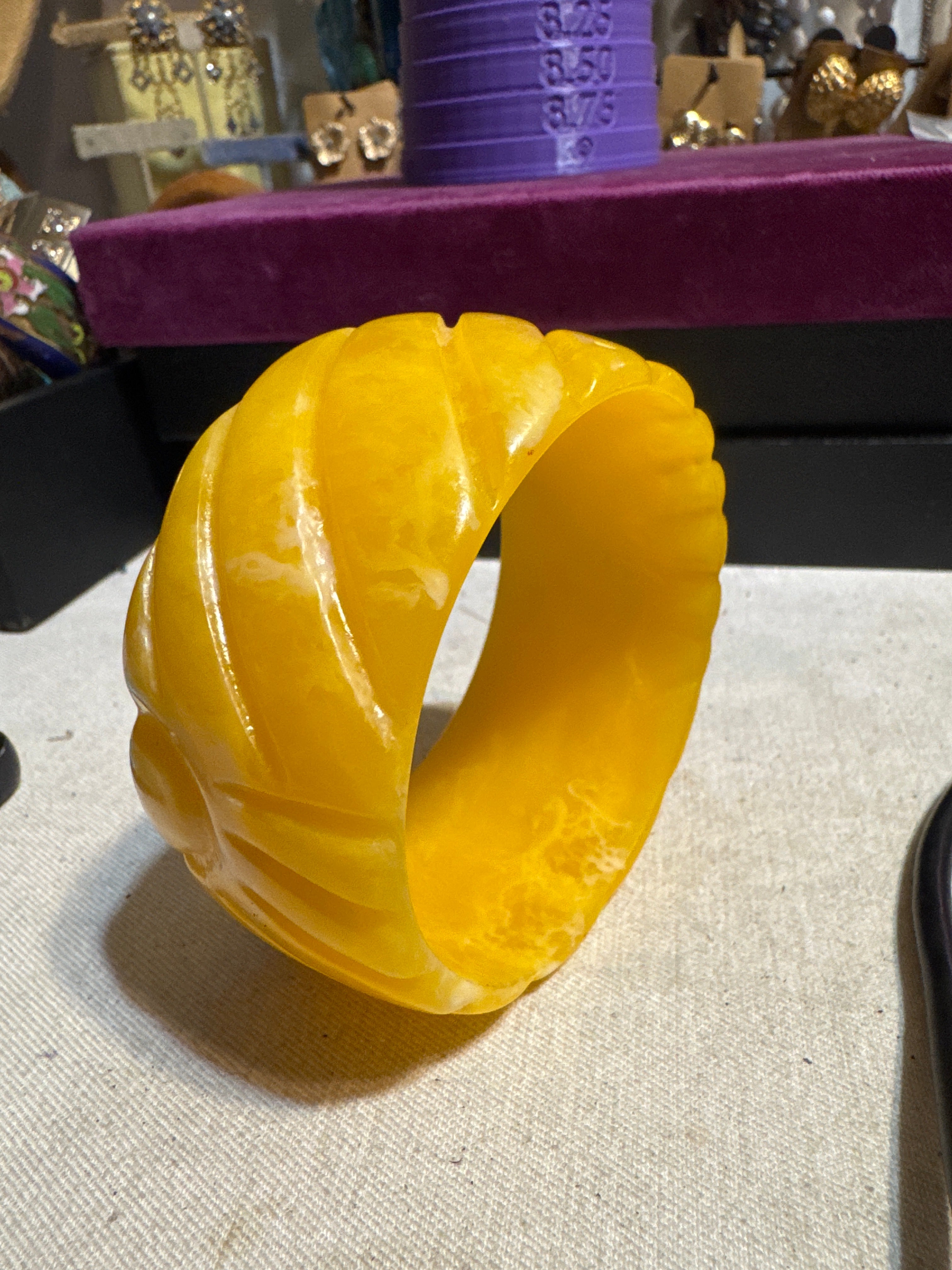 carved yellow bangle