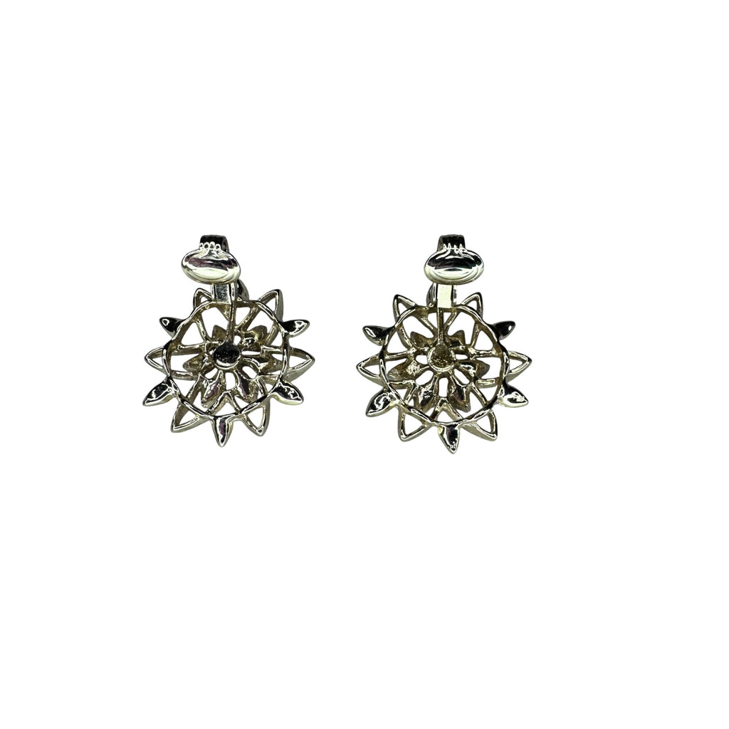 Sarah Coventry Clip On Earrings Gold Tone Floral Starburst 1970s Vintage