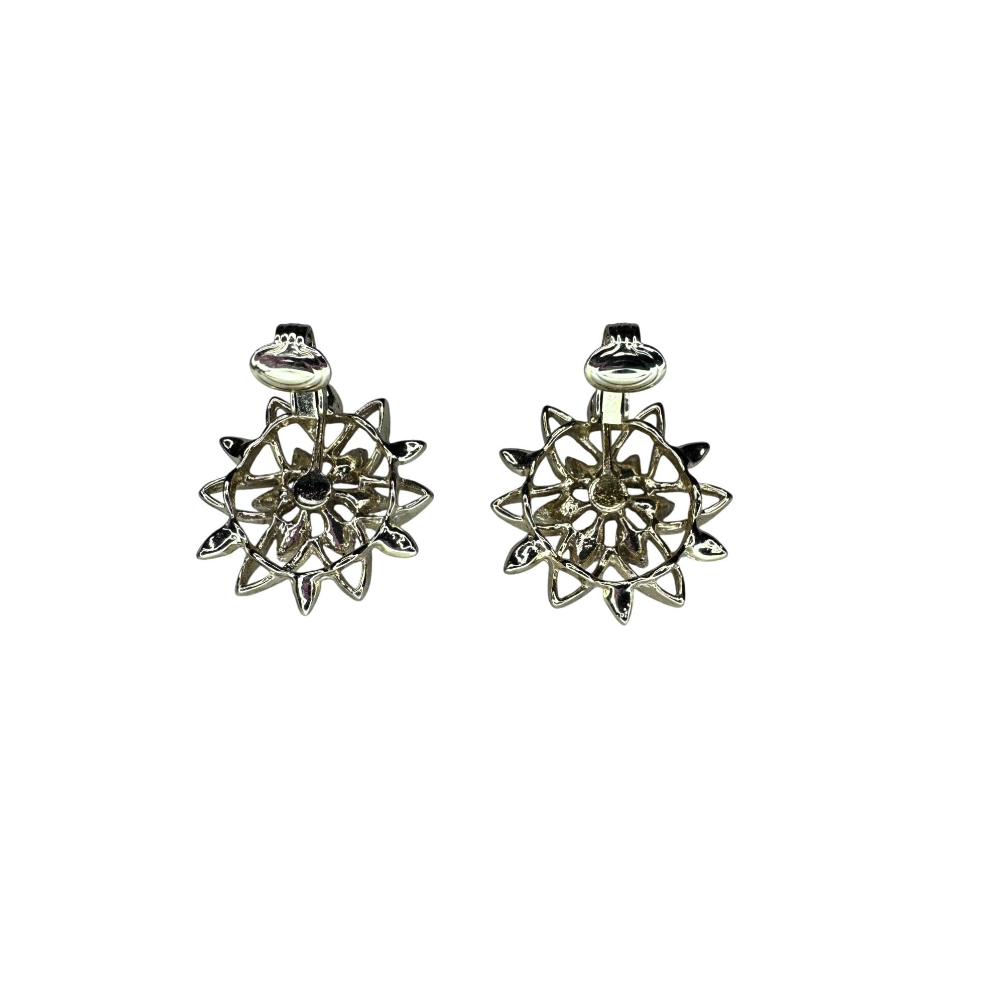 Sarah Coventry Clip On Earrings Gold Tone Floral Starburst 1970s Vintage