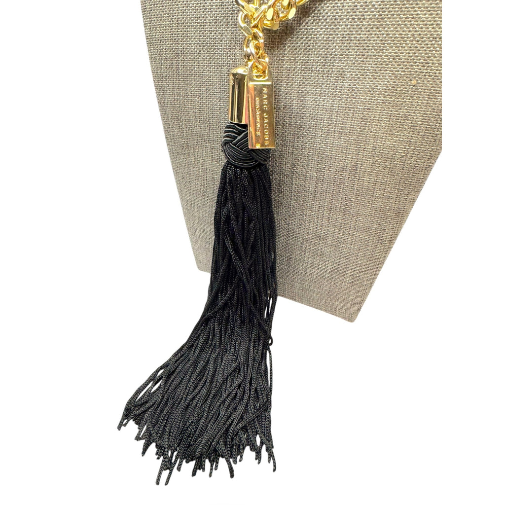 Marc Jacobs Decadence Gold-Tone Chain Necklace Black Tassel Pendant