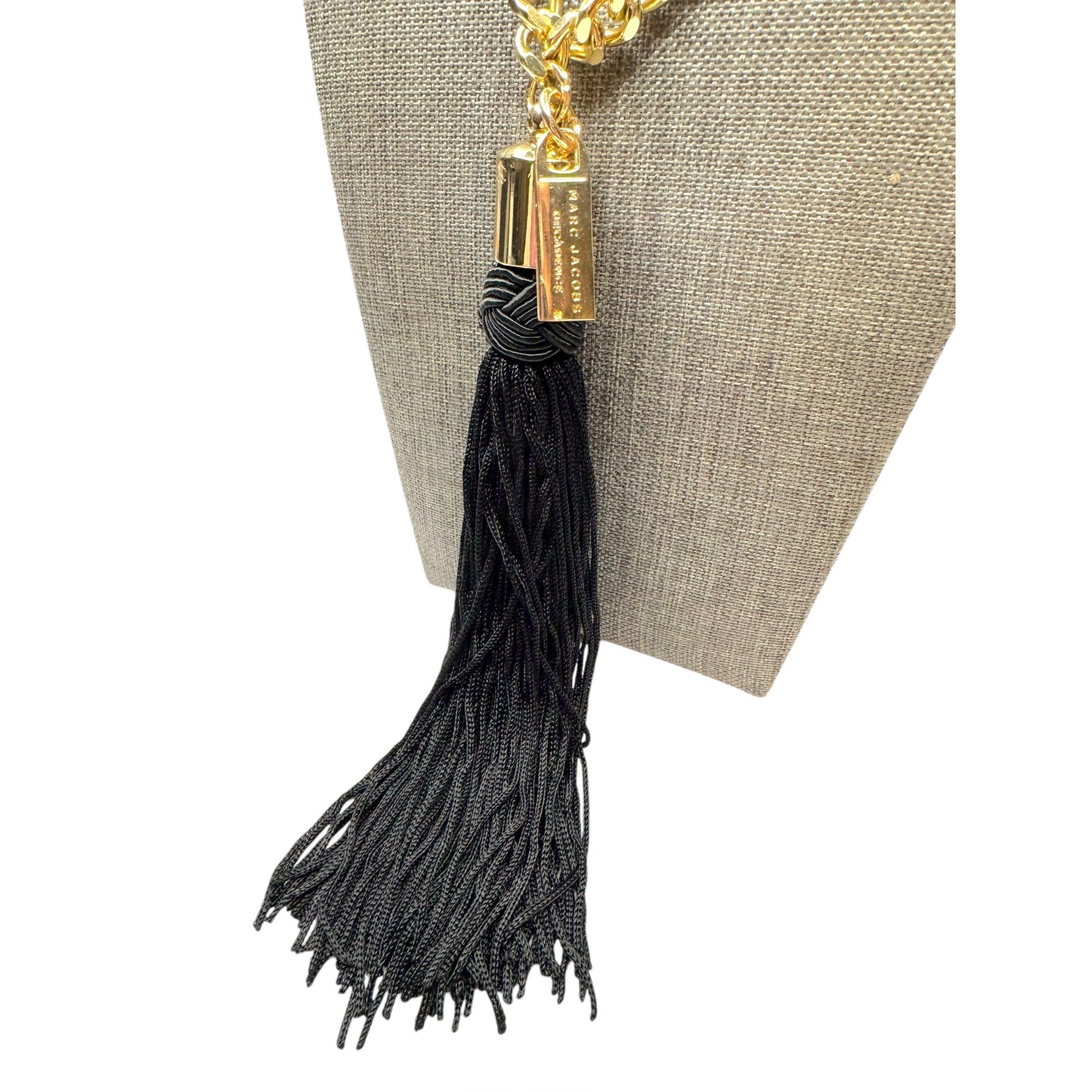 Marc Jacobs Decadence Gold-Tone Chain Necklace Black Tassel Pendant