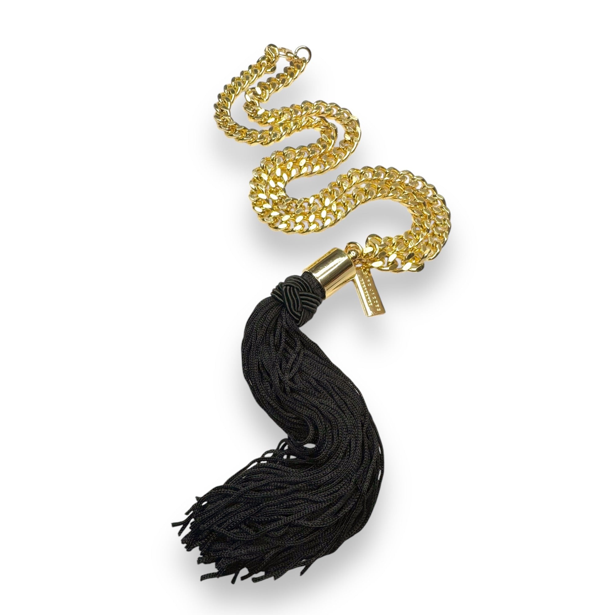 Marc Jacobs Decadence Gold-Tone Chain Necklace Black Tassel Pendant