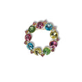 Alex & Ani Colorful Gold-Tone Circle Rhinestone Brooch Signed Uranium Glass Glow