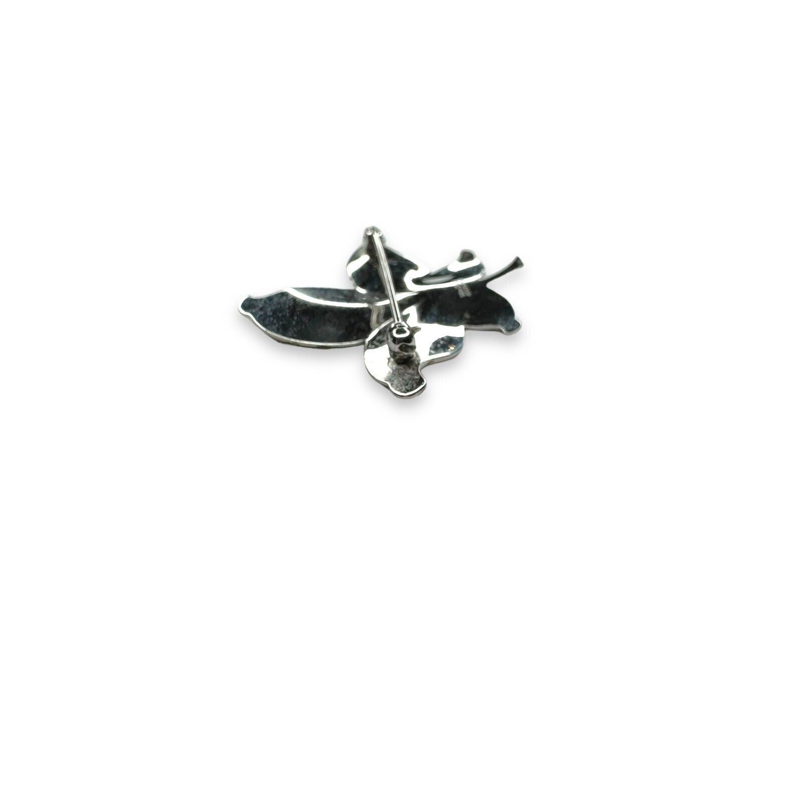 Vintage Van Dell Sterling Enamel Leaf Brooch Silver 1.41"