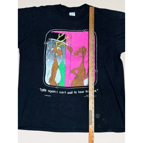 Off The Leash Deer Hunting 90s Mens XL Single Stitch Short Sleeve Tee Shirt