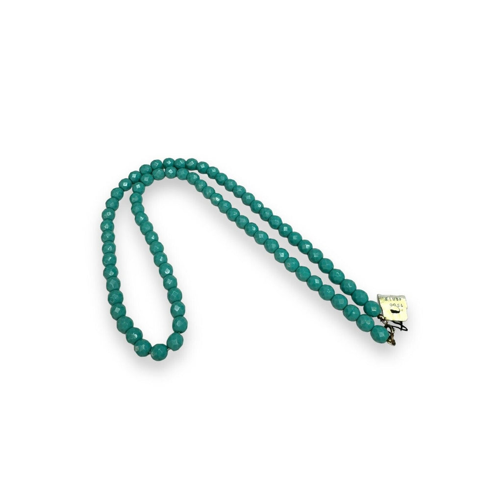 Vintage Laguna Faceted Glass Bead Necklace Turquoise Blue 23 Inch Mid Century