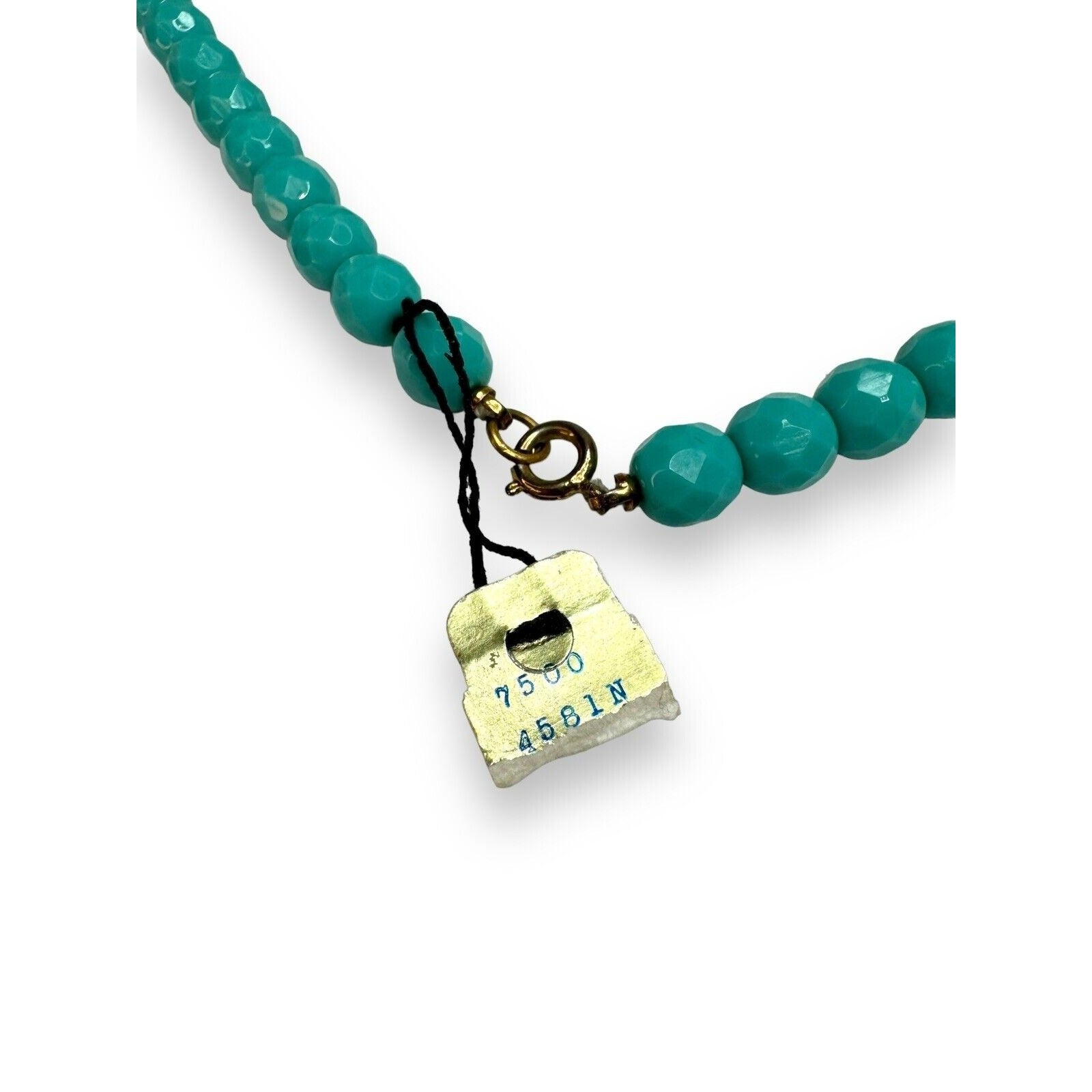 Vintage Laguna Faceted Glass Bead Necklace Turquoise Blue 23 Inch Mid Century