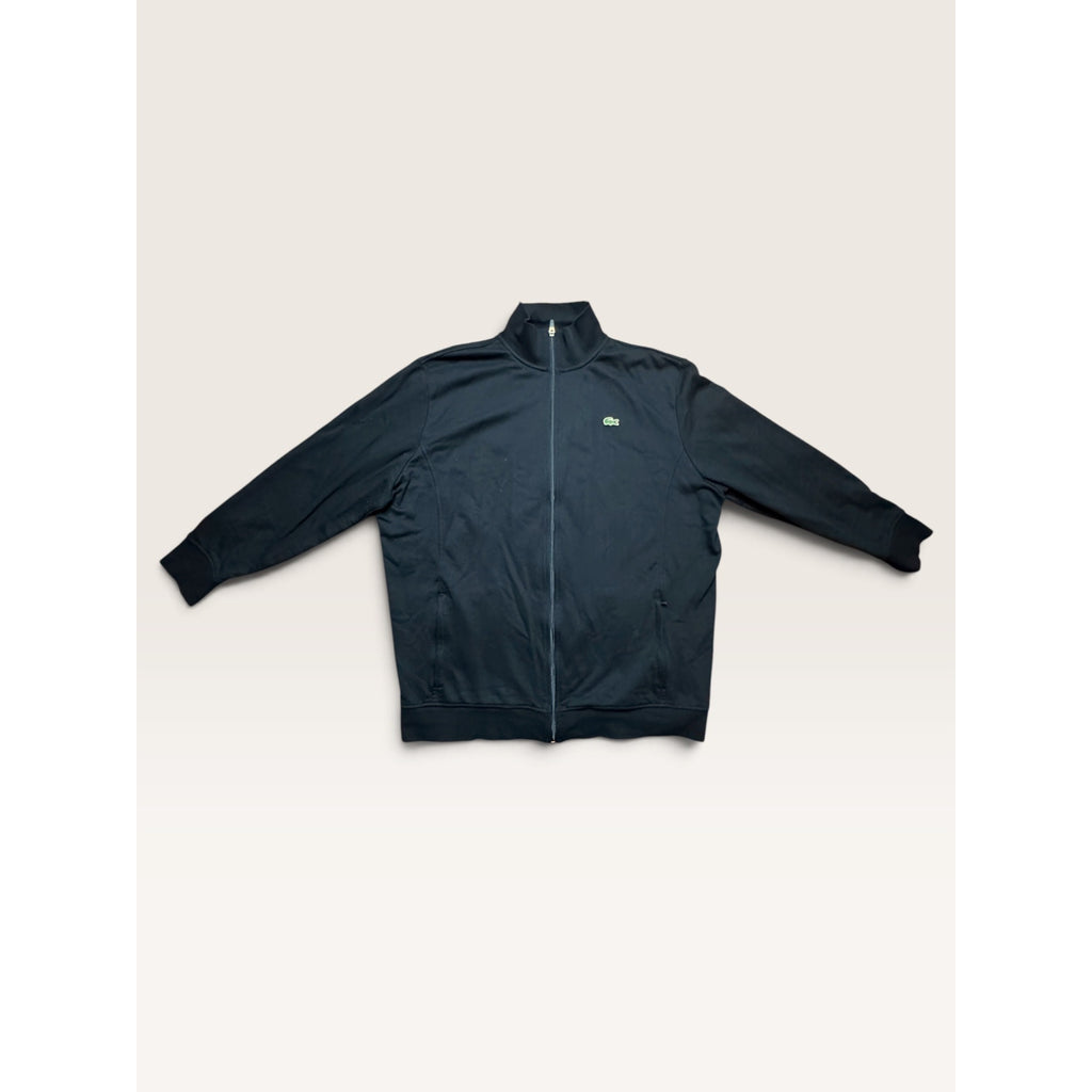 Lacoste Sport Mens 1XL Full Zip Track Jacket Black Cotton Blend Fleece Modern
