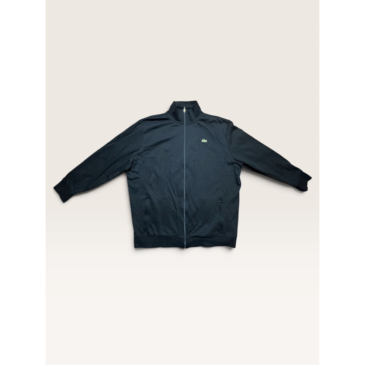 Lacoste Sport Mens 1XL Full Zip Track Jacket Black Cotton Blend Fleece Modern