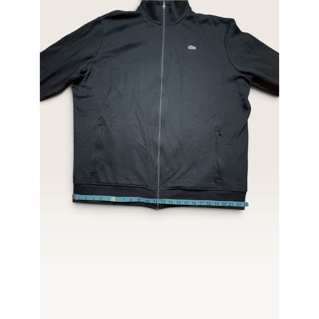 Lacoste Sport Mens 1XL Full Zip Track Jacket Black Cotton Blend Fleece Modern