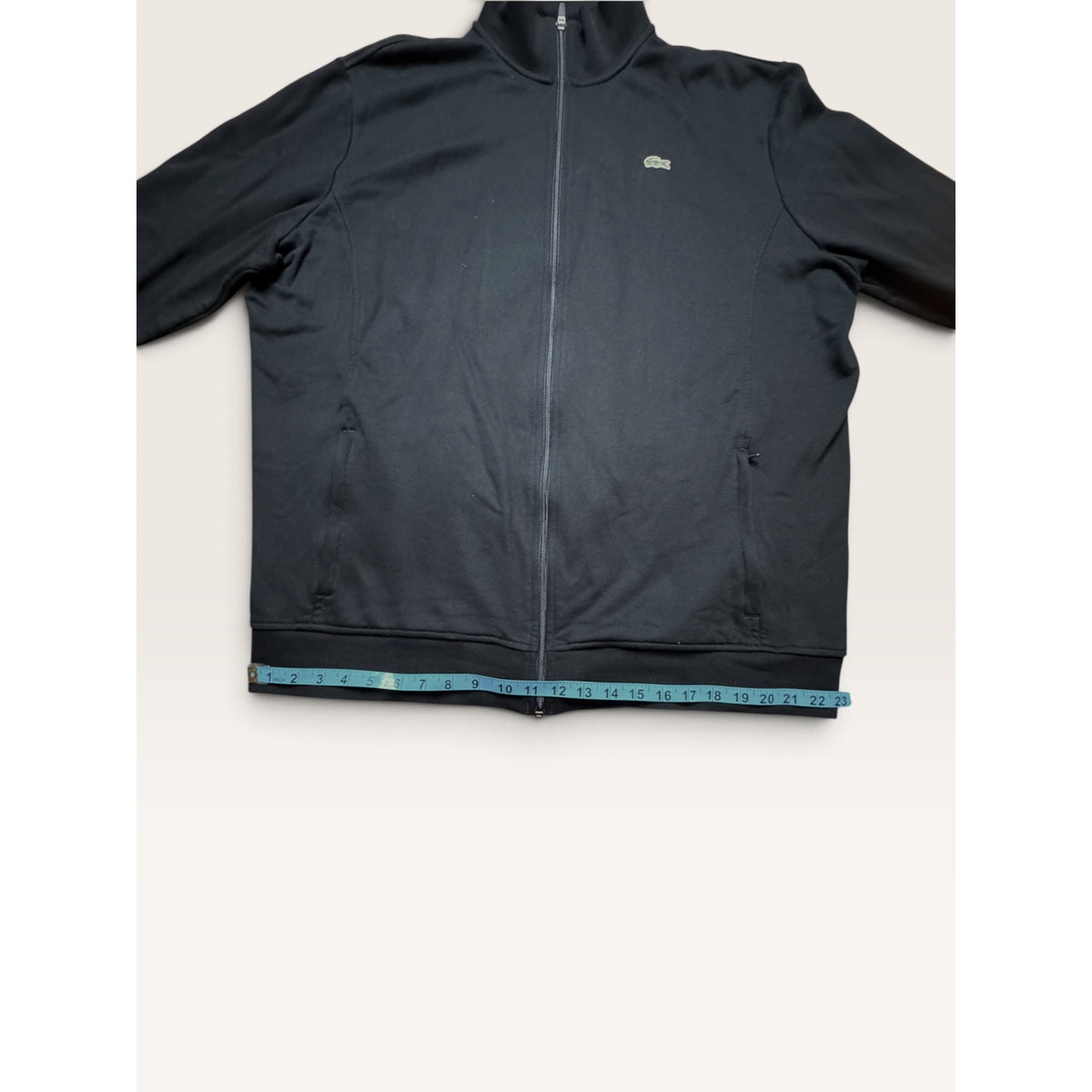 Lacoste Sport Mens 1XL Full Zip Track Jacket Black Cotton Blend Fleece Modern