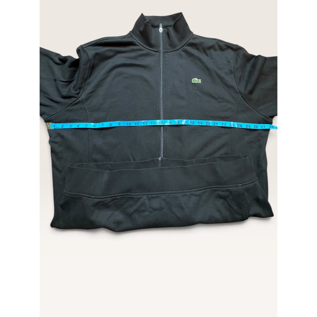 Lacoste Sport Mens 1XL Full Zip Track Jacket Black Cotton Blend Fleece Modern
