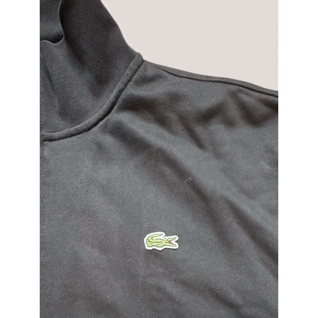 Lacoste Sport Mens 1XL Full Zip Track Jacket Black Cotton Blend Fleece Modern