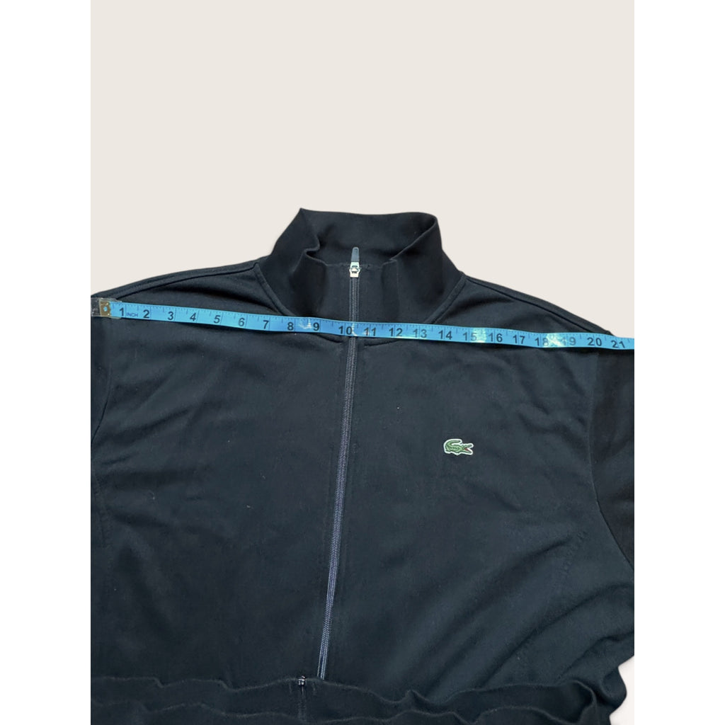 Lacoste Sport Mens 1XL Full Zip Track Jacket Black Cotton Blend Fleece Modern