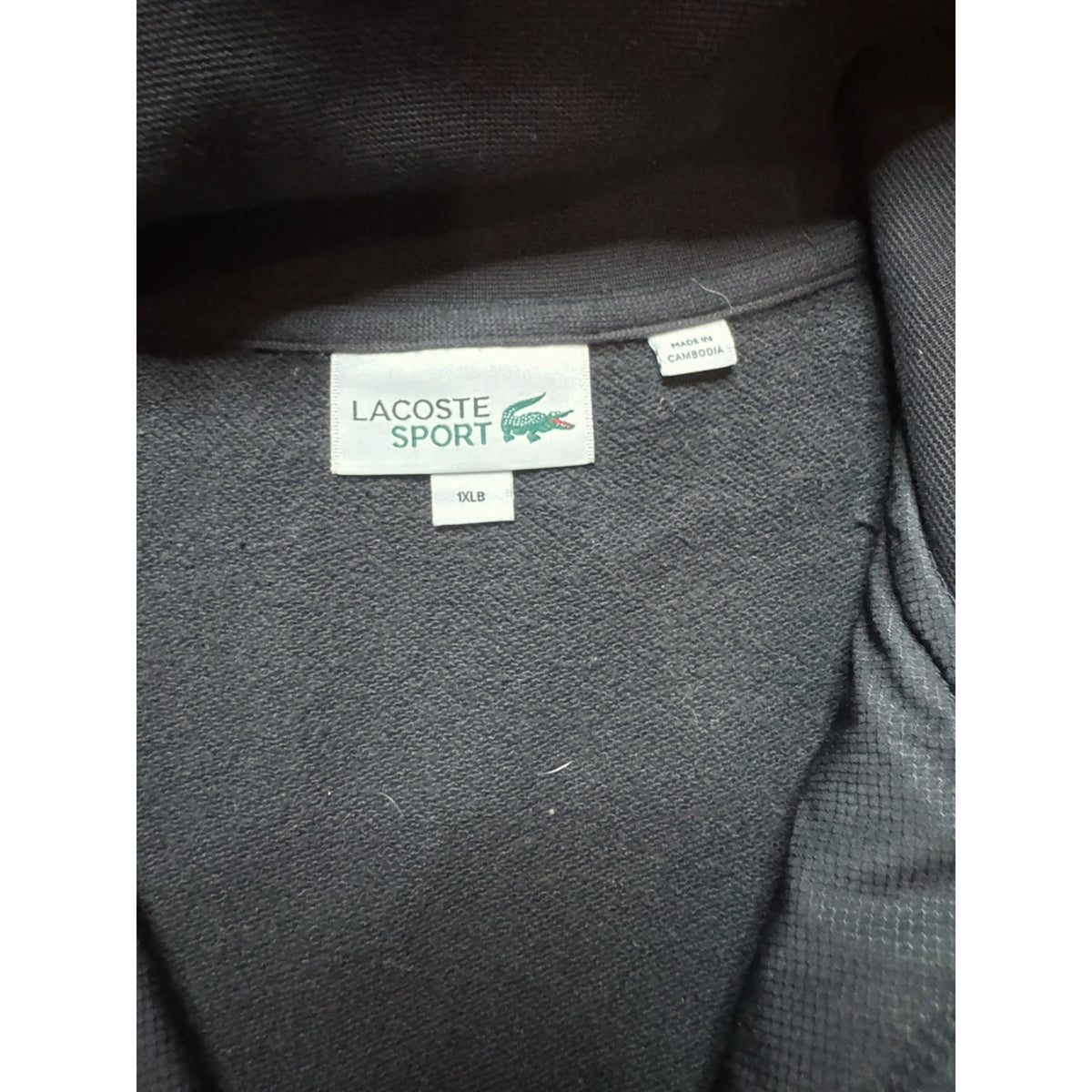Lacoste Sport Mens 1XL Full Zip Track Jacket Black Cotton Blend Fleece Modern