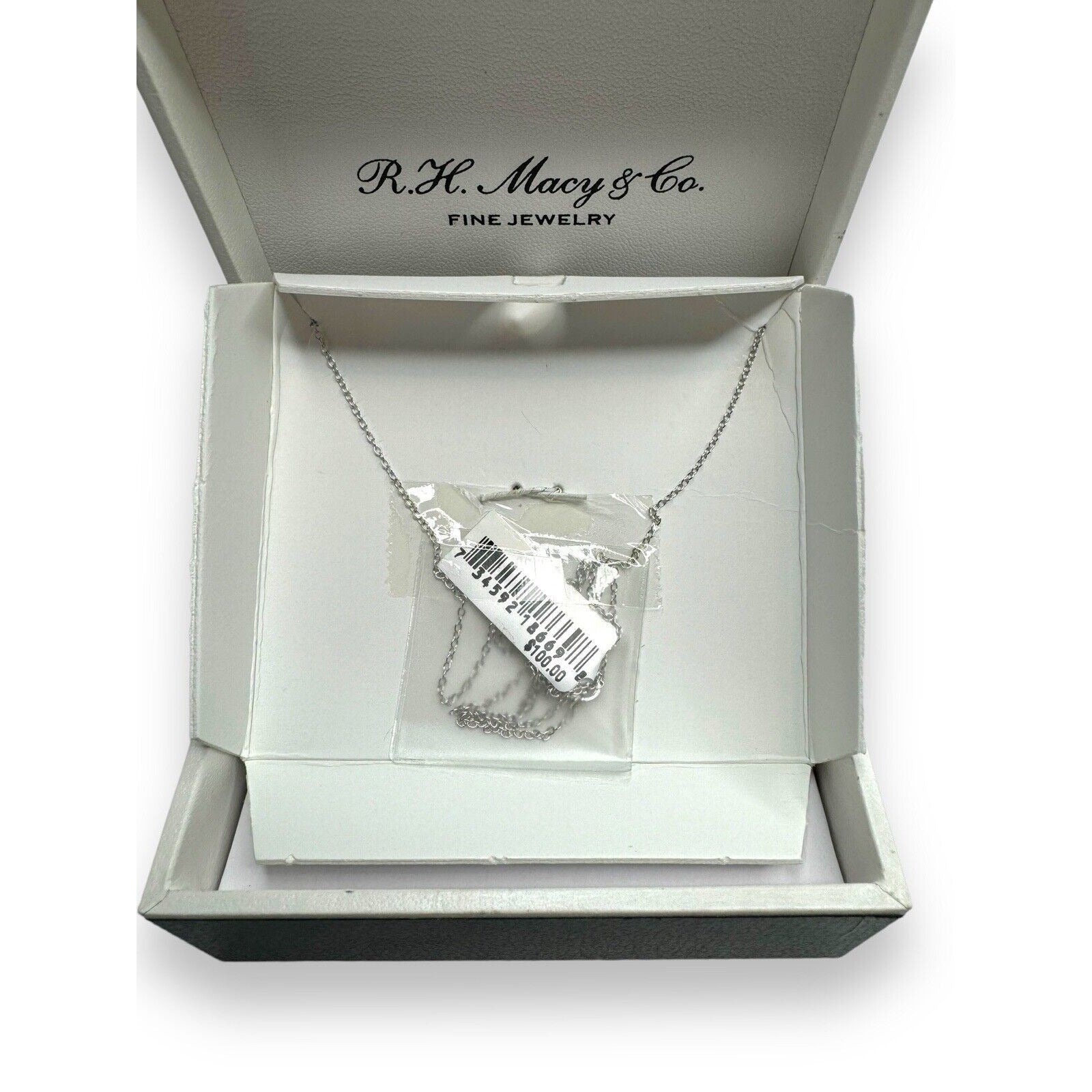 R H Macy & Co Sterling Silver Green Quartz Pendant Necklace 18" New