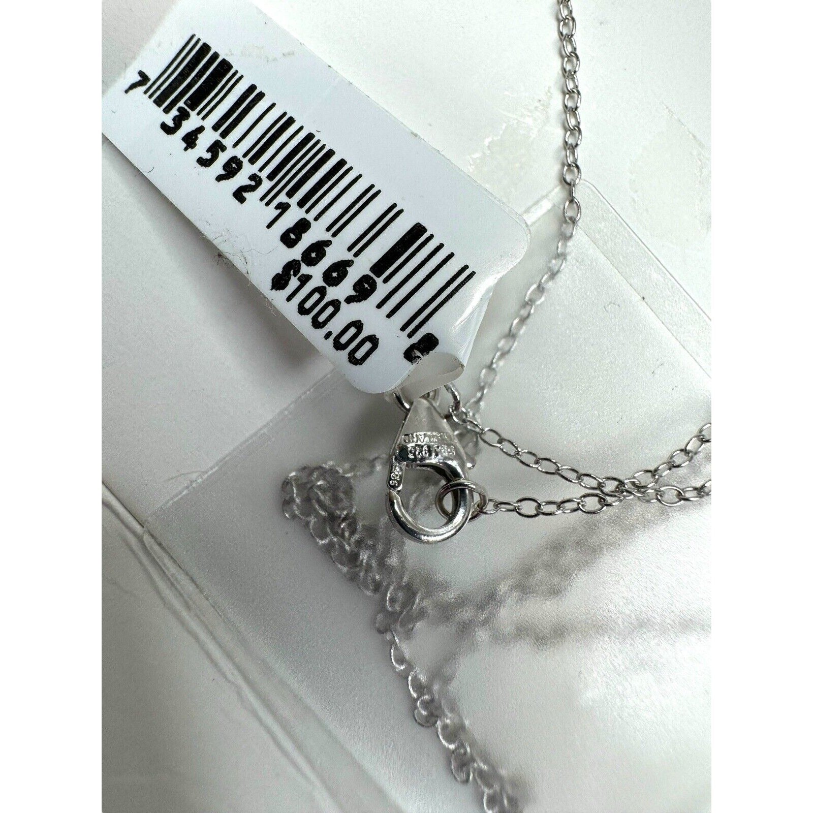 R H Macy & Co Sterling Silver Green Quartz Pendant Necklace 18" New