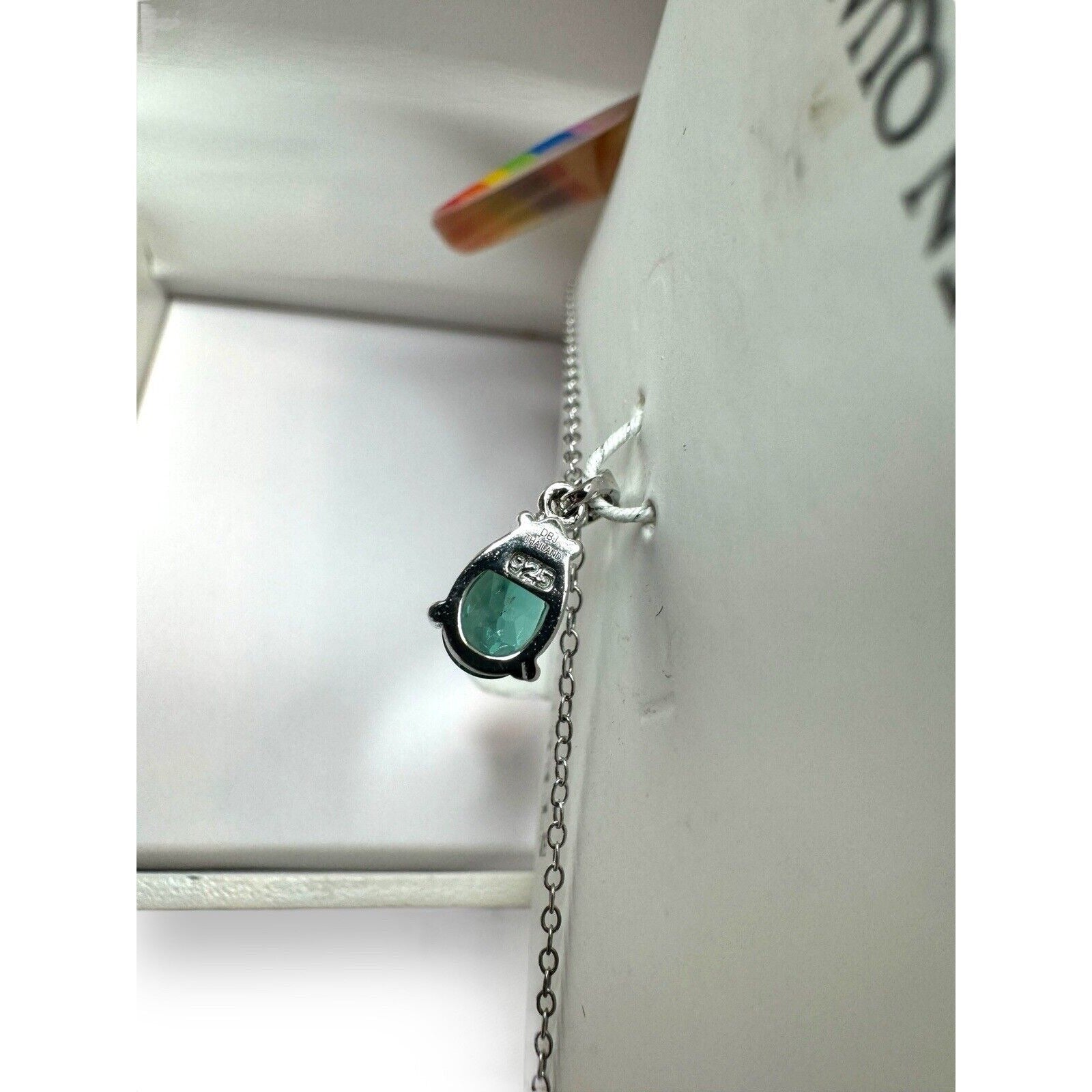 R H Macy & Co Sterling Silver Green Quartz Pendant Necklace 18" New