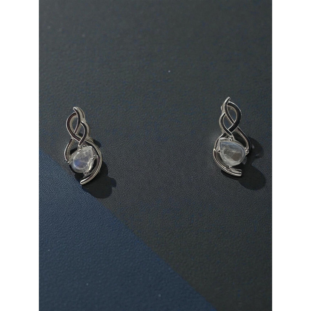 Sterling Silver Moonstone Celtic Knot Earrings Vintage Y2K 925