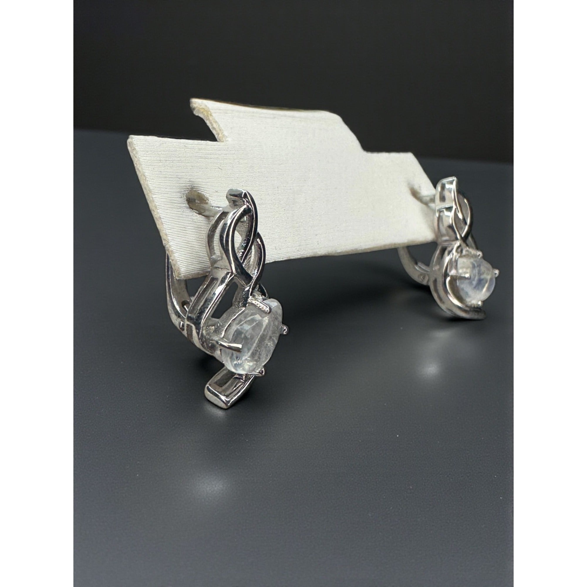 Sterling Silver Moonstone Celtic Knot Earrings Vintage Y2K 925