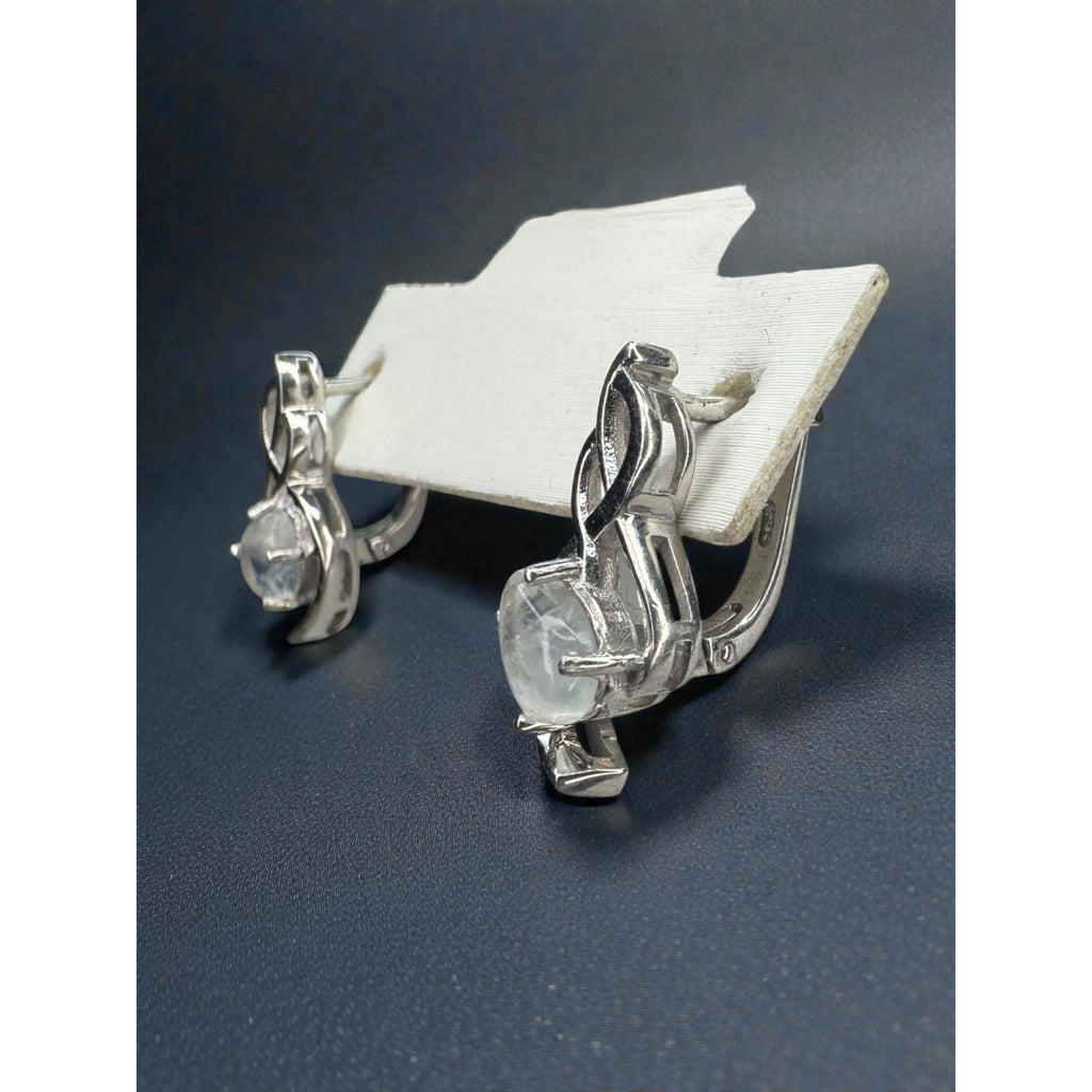 Sterling Silver Moonstone Celtic Knot Earrings Vintage Y2K 925