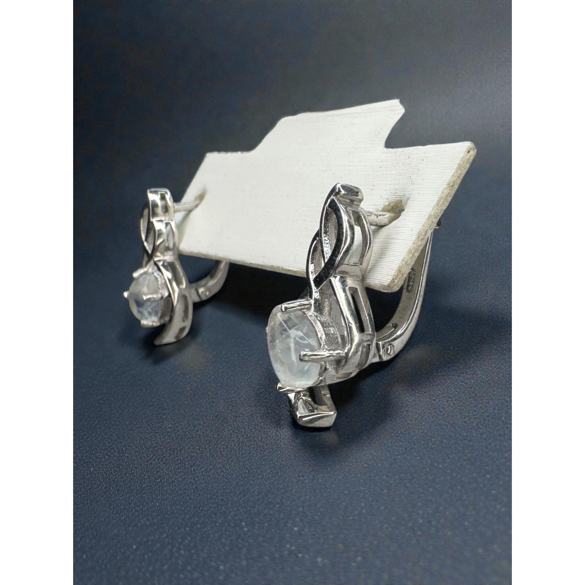 Sterling Silver Moonstone Celtic Knot Earrings Vintage Y2K 925