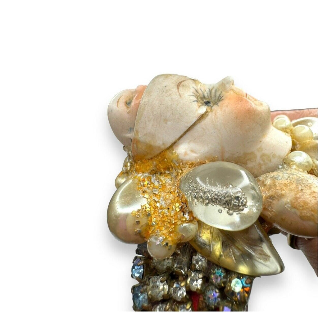 Wendy Gell Wristie Creepy Haunted Doll Face Crystal Cuff Bracelet Vintage